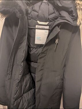 TNA Haven Parka Women's Black Insulated Winter Coat with Faux Fur Trim